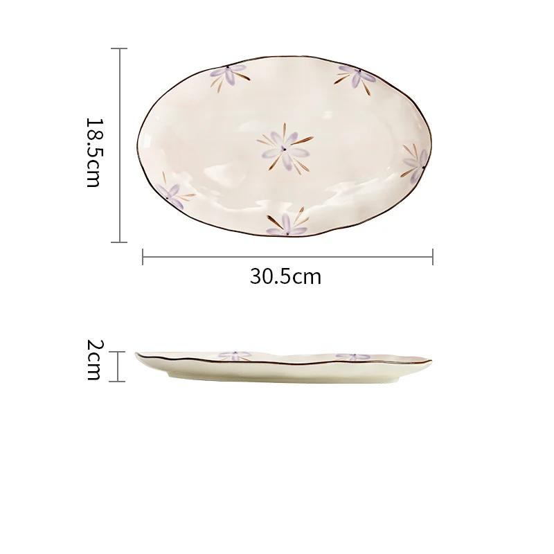 Romantyczne Fioletowe Ceramiczne Talerze Lekki Luksus Restauracja Talerz na Owoce i Sałatkę Domowa Kuchnia Talerz do Pasty Wykwintne Miseczki do Ryżu