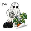 Creative Holiday Gift Ideas Halloween Window Stickers, Cartoon Ghost Black Cat Pumpkin Static Glass Flexible Cuttable Ornaments Waterproof Decals for