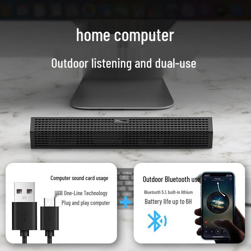 Philips SPA510P Desktop Wireless Bluetooth Speaker