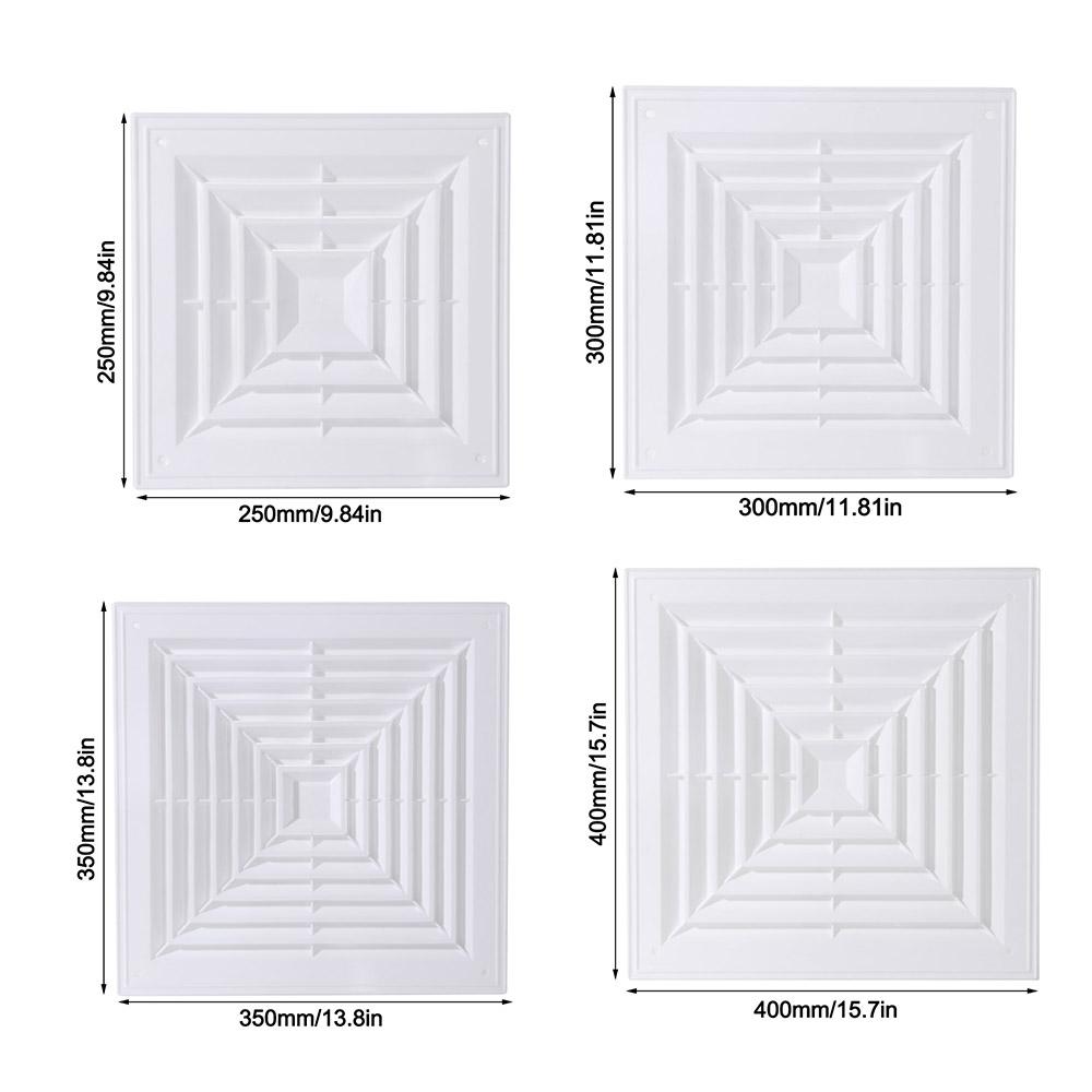 New Plastic Air Vent Grille White Square Duct Heating Vents With Flaps Silent Operation Ventilation Cover Kitchen