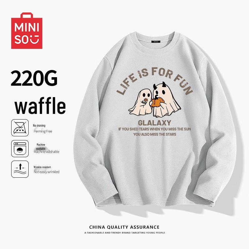 MINISO Men s Long Sleeve Waffle Knit T-Shirt 2XL