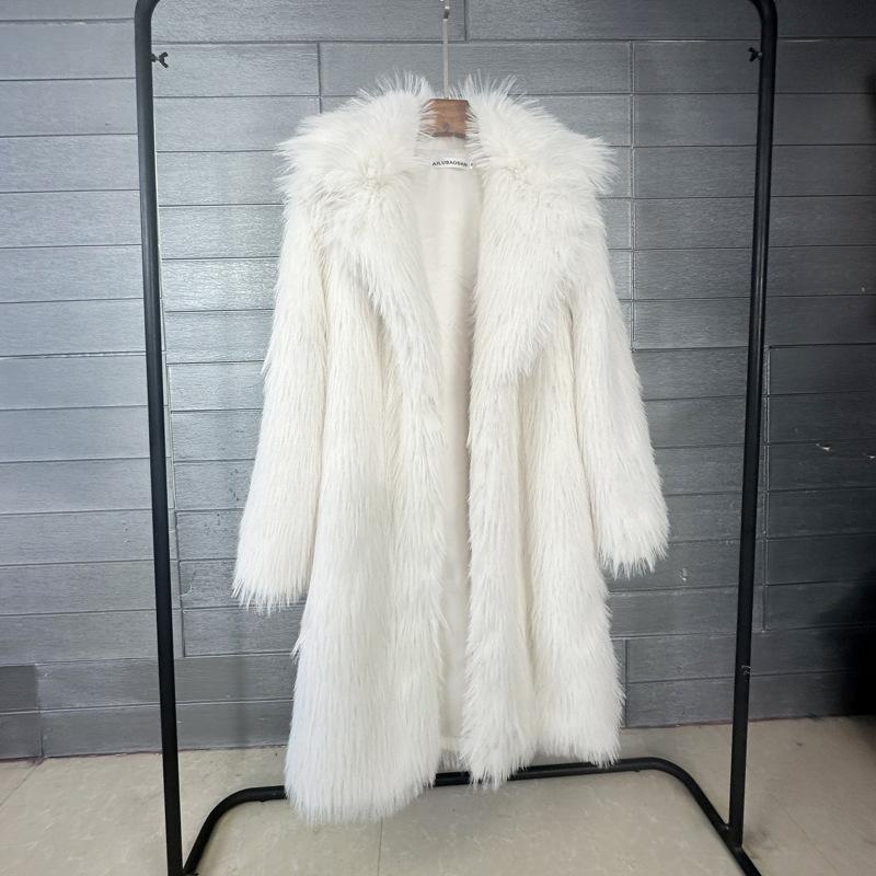 

Женское пальто средней длины из искусственного меха с воротником пиджачного типа, средней длины, зимнее S