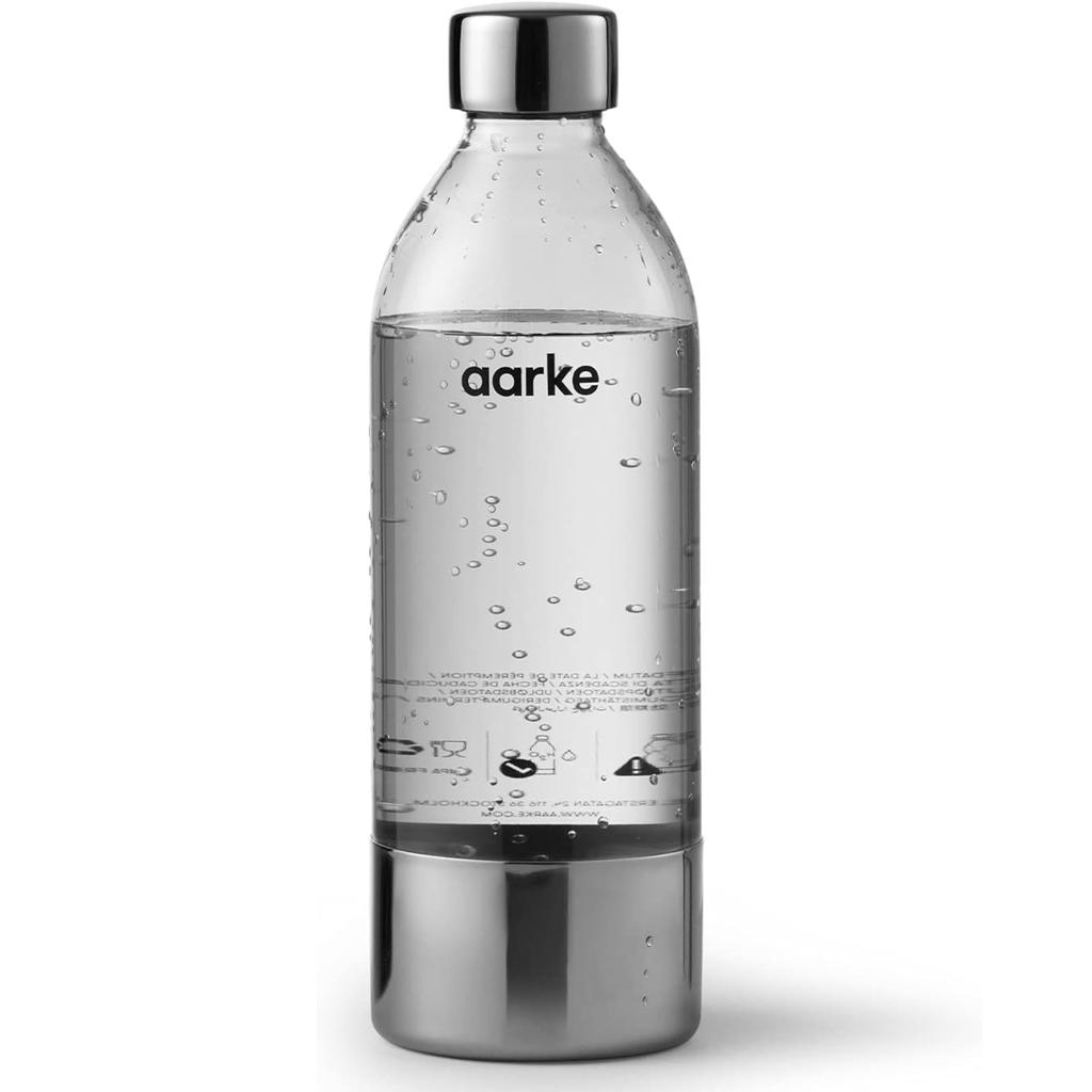 aarke Carbonator 800ml BPA-Free PET Bottle, ClearSteel Silver, Stainless Steel