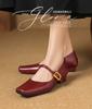 Spring Square Toe Thick Heel Fashionable and Comfortable Simple Women's Shoes Mary Jane Shoes