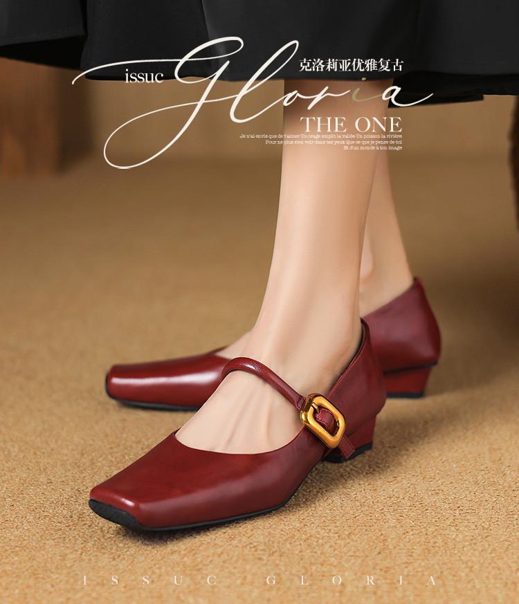 Spring Square Toe Thick Heel Fashionable and Comfortable Simple Women's Shoes Mary Jane Shoes