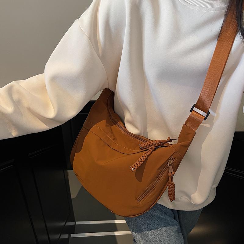 Hobo Bag Women's Crossbody Bag Large Capacity Shoulder Bag Solid Color Sports Bag