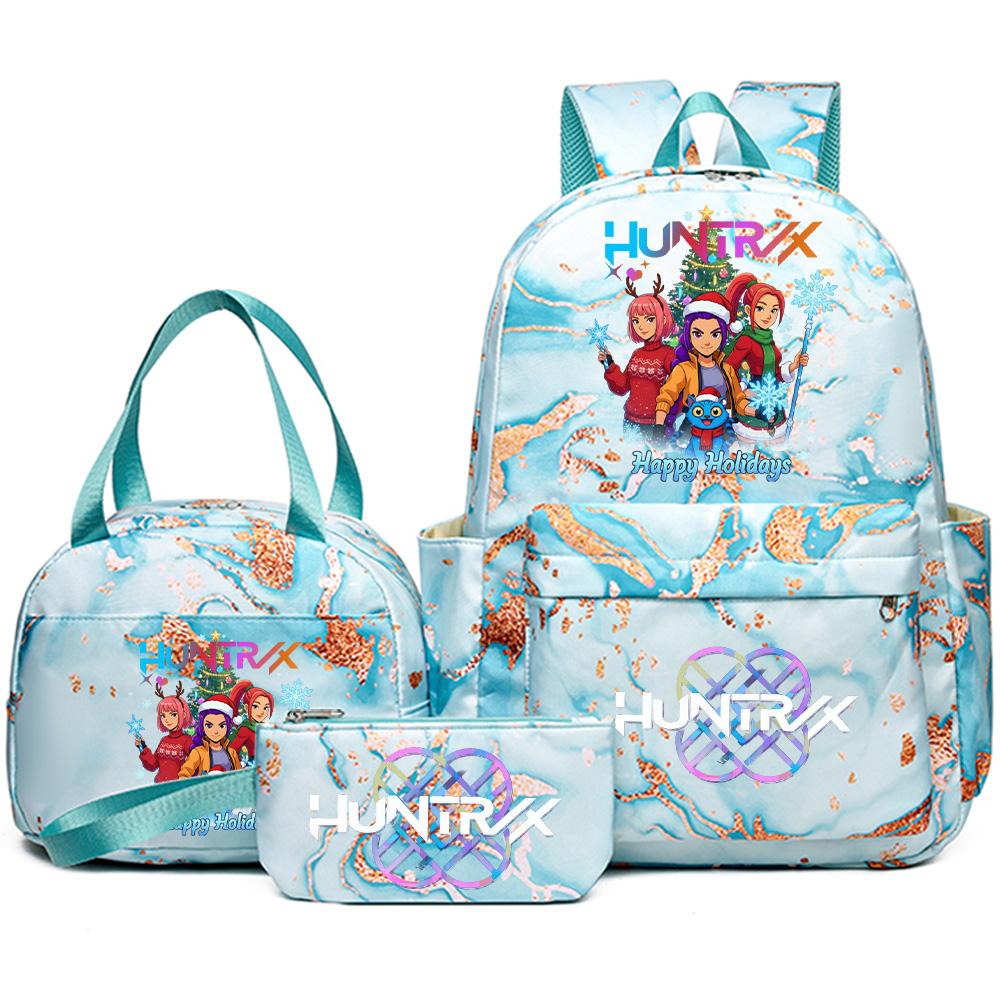 3Pcs/set Christmas Kpop Printed Backpack with Handbag Pencil Case for Teenager Student Girl Boy Bookbag Schoolbag Large Capacity Travel Bag Kid Gift