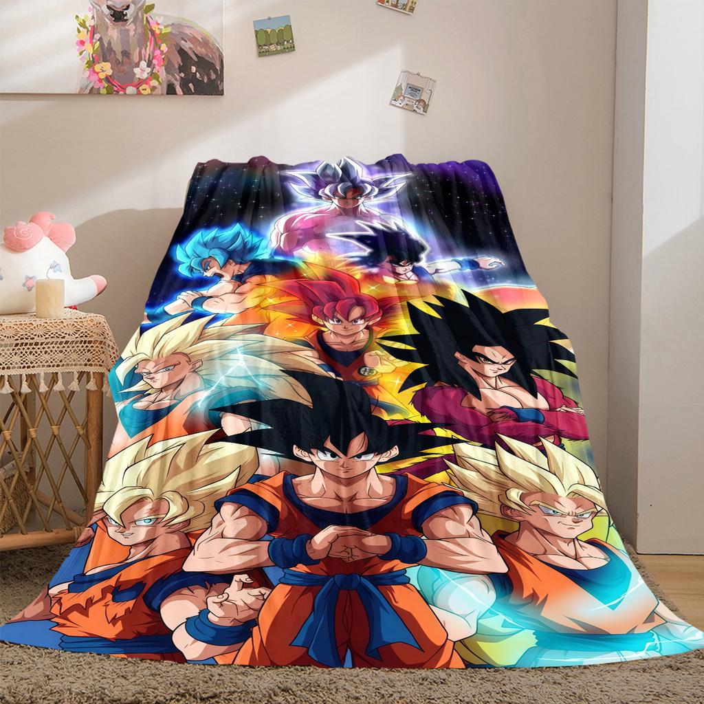 1 Stück Son Goku Druck Flanelldecke, Hohe Qualität für alle Jahreszeiten, Heimdekoration, Wärme und Komfort, Perfekt für Weihnachtsgeschenke