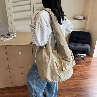 Japanese Fashion Casual Canvas Tote Bag Women's 2025 New Trendy Versatile Large-capacity Armpit Bag Commuter Shoulder Bag