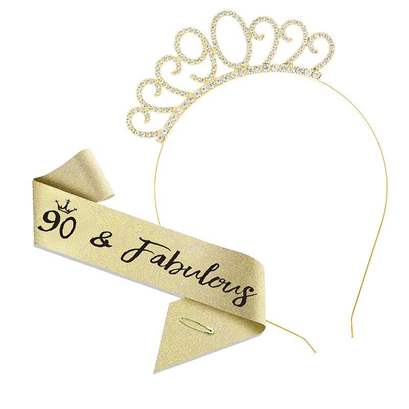 Cross-Border Digital Birthday Crown Set: Headdress, Party Shoulder Strap & Etiquette Belt Photo Prop for Girls