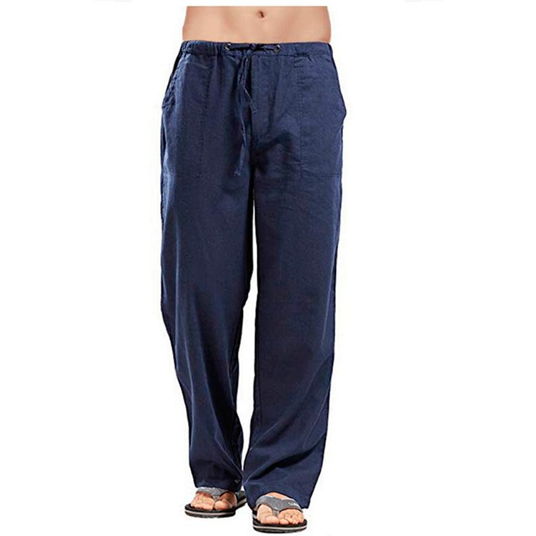 Cotton and Linen Men's Breathable and Sweat Absorbing Pants for Spring and Autumn, Casual Wide Leg Pants