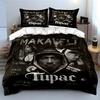 Tupac Makaveli Stil Schwarzes Bettwäscheset Bettwäscheset (1 Bettbezug, 2 Kissenbezüge, Bettdecke nicht enthalten)