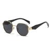 Polygon Metal Retro Round Sunglasses: European & American Street Style, Versatile Fashion for Women.