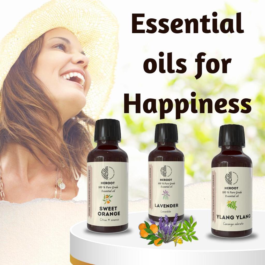 Bonheur - Huile essentielle d'orange douce, de lavande et d'ylang-ylang de qualité thérapeutique