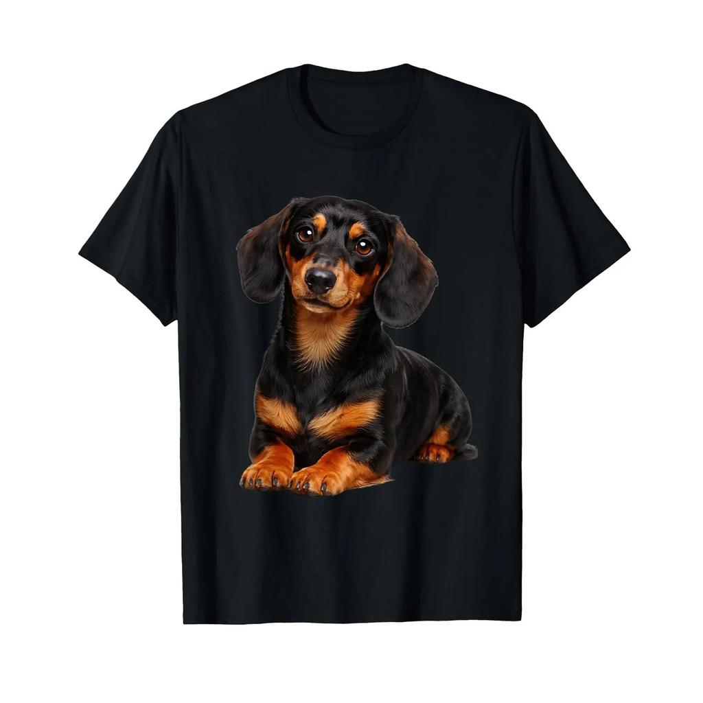 Adorable Dachshund Dog Lover T Shirt Vintage Washed Homme Top For Everyday Wear Versatile Breathable Unisex Soft Graphic Casual