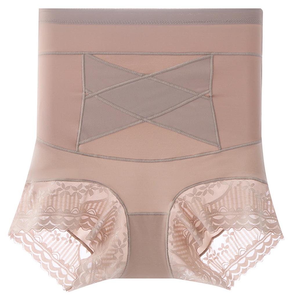 High Waist Shaping Panties for Women Compression Tummy Control Butt Lifting Seamless Body Shaper Underwear Slimming Briefs with Lace Trim