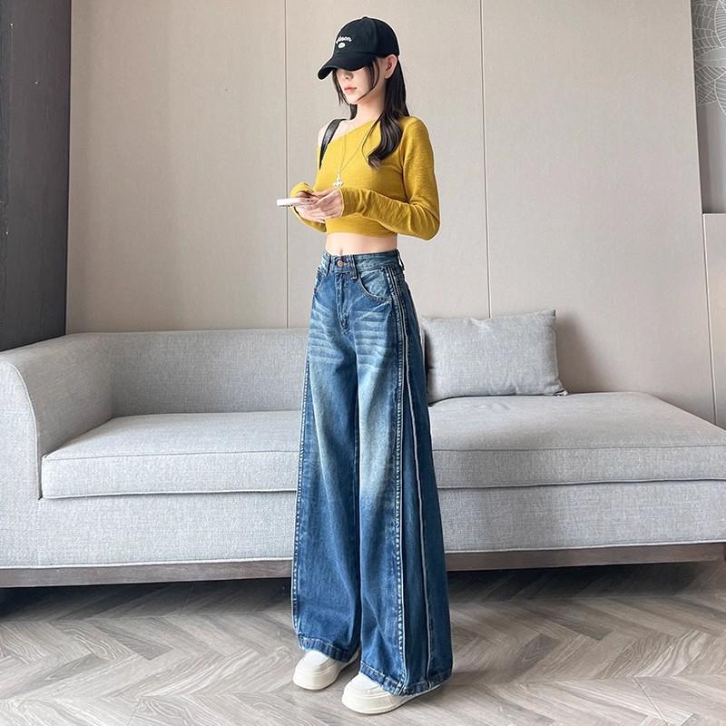Women's High Waist Wide Leg Jeans Baggy Straight Denim Pants Casual Fall Trousers