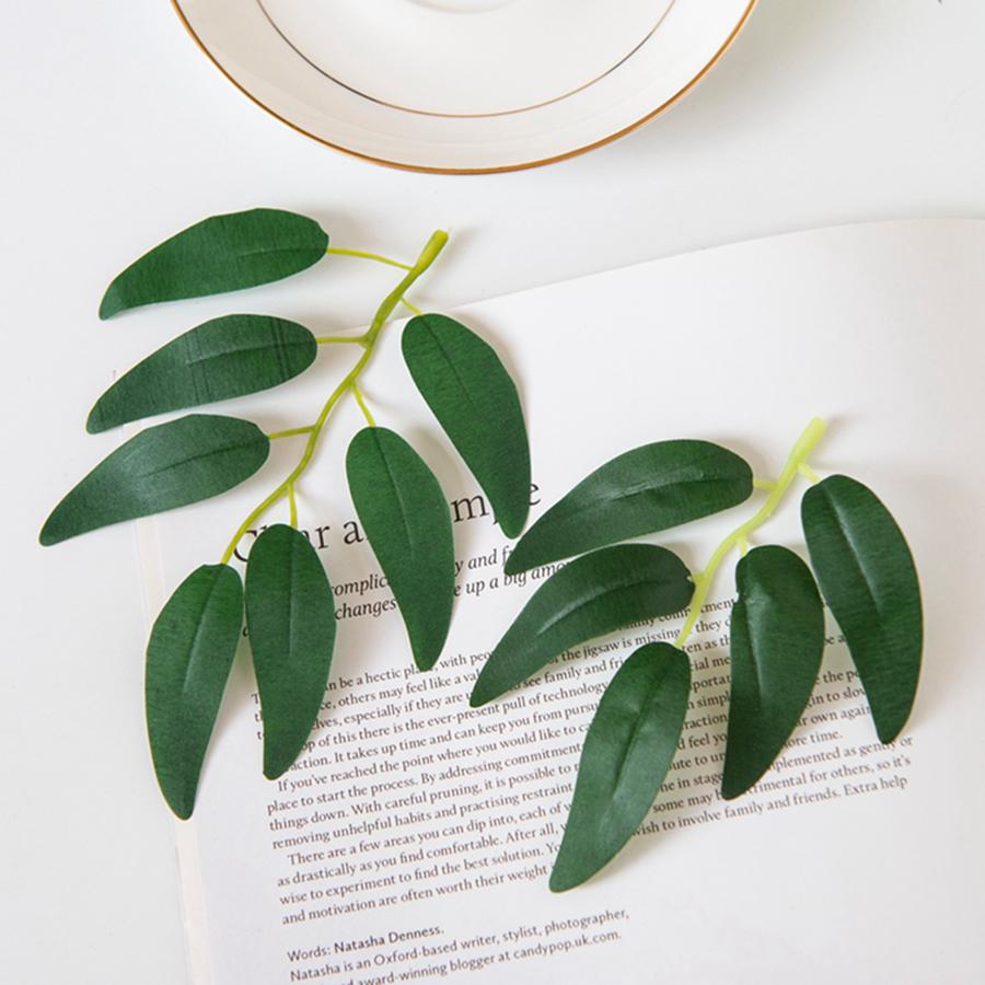 50Pcs Artificial Plant Green Silk Flowers Willow Leaves Spring and summer Diy gift Decor Home Wedding bride bouquet Accessories