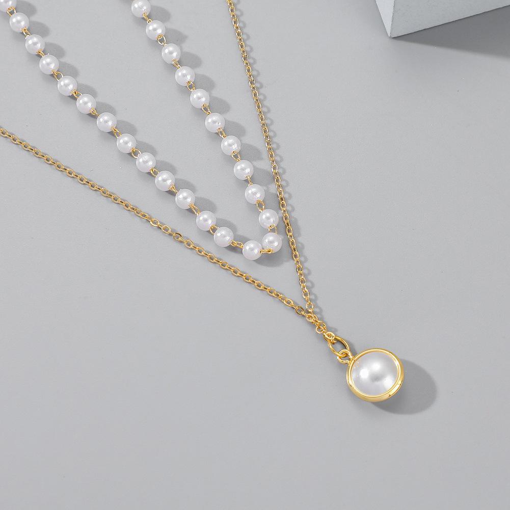 Women's Necklace Simple Style Double-deck Elegant Small Pearl Necklace