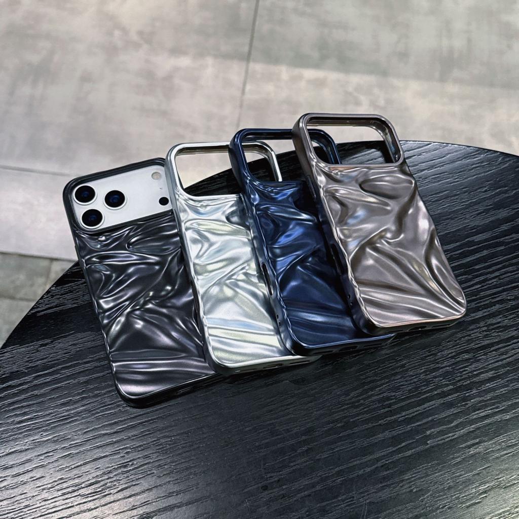 Matte electroplated silver pleats for iPhone17Pro max Apple 16 mobile phone case 15/14 premium sense