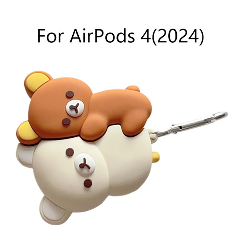 

Милый Обнимающий Коричневый Белый Медведь Силиконовый Чехол для Bluetooth-наушников Мультяшный Защитный Чехол для Airpods Универсальный 1 2 3 4 Pro/Pro2