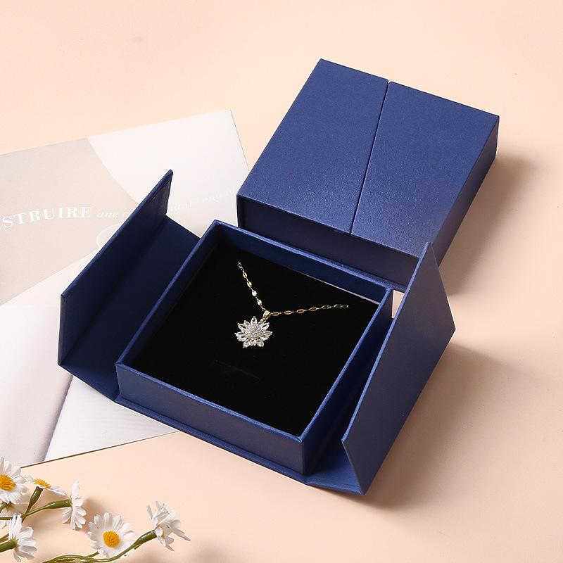 Dual-Opening Magnetic Flip Jewelry Packaging Box Earring Necklace Ring Jewelry Organizer Box Thick Kraft Paper Jewelry Box