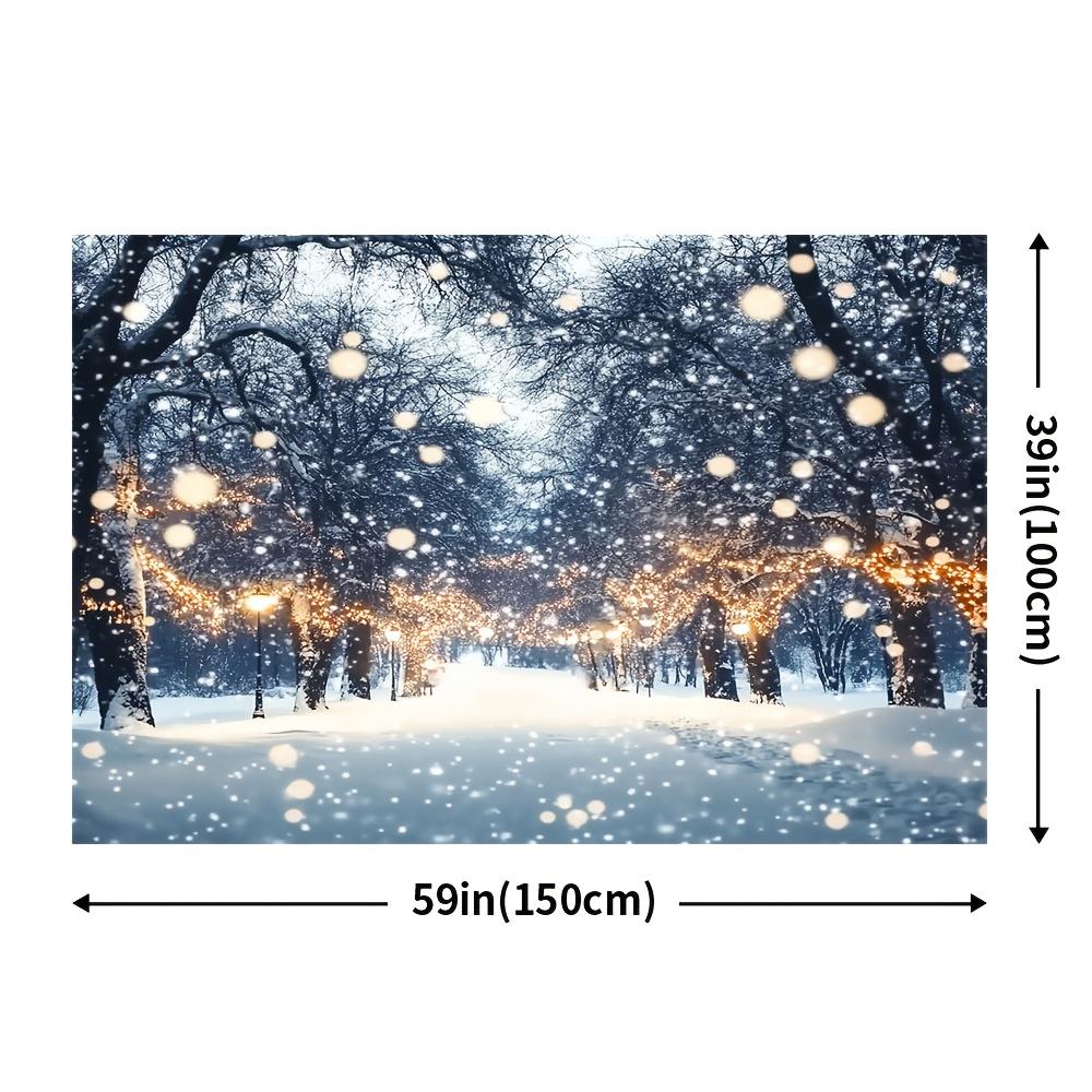 1 enchanting winter snow background | Shining white forest miracle and fairy lamp party decoration
