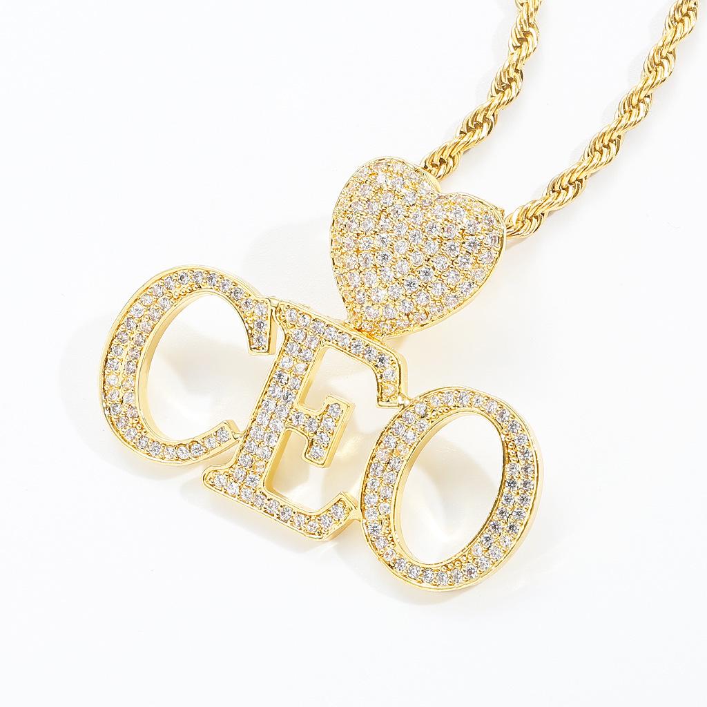 Hip-Hop Heart Buckle Pendant: Customizable English Letter Necklace 1 Letter золотой