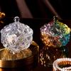 Circular Crystal Glass Storage Jar,Jewelry Organizer Candy Glass Jar With Lid Aromatherapy Candlestick Container Home Decoration