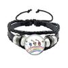 Creative Game Pikmin Cartoon Button Rope Button Glass Cabochon Handmade Black Leather Bracelet Jewelry Charm Gift