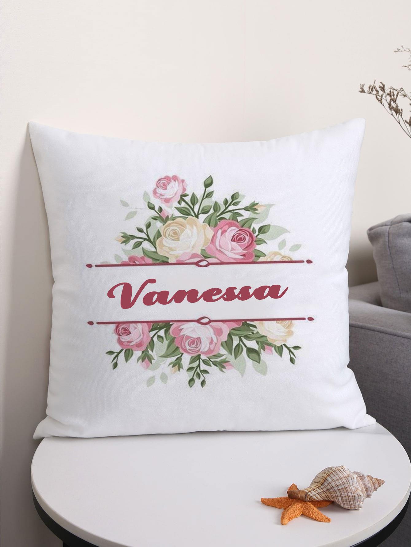 

Персонализированная наволочка с цветочным принтом розы и именем, подушка для девочки в спальню, на диван, для гостиной, для дома, свадебный подарок 450mm*450mm