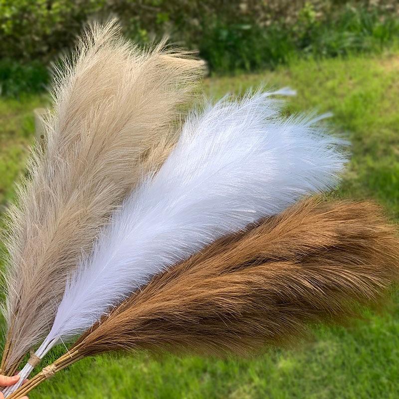 5pcs Extra Large Pampas Grass Stems 120cm Fluffy Artificial Silk Reed for Boho Home Wedding Decor