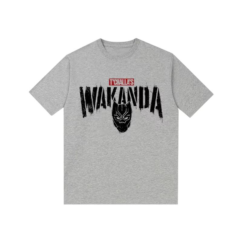 Black Panther Marvel TShirt TChallas Wakanda Distressed Print Retro Streetwear Heavyweight Cotton Regular Fit Top for Fans