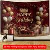 2D planar fabric 2D planar banner fabric 1 piece of red background fabric with "Happy Birthday" balloon theme