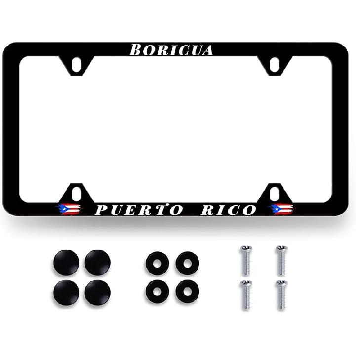 Blue Boho Flowers License Plate Frame Cute Floral License Plate Personalise Auto Parts For Men Women Car Decoration Stainless Steel Funny License