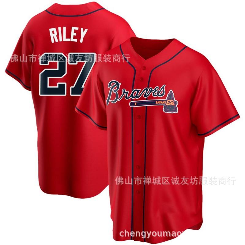 Mens Atlanta Braves 27 Riley Fan Baseball Jersey Unisex Sport Shirt Lightweight Performance Top