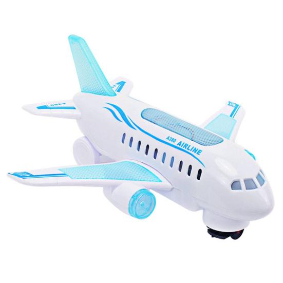 

DIY Aircraft Toy Hand-on Ability Energy-saving Kids Toy 360 Rotation Electric Airplane Moving Flashing Lights Model Toy for Kids