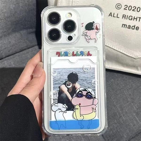 

Crayon Shin-chan Apple 15 Pro Max/14/13 Pro Card Holder Phone Case & Small Card Holder iPhone 15 Pro Max