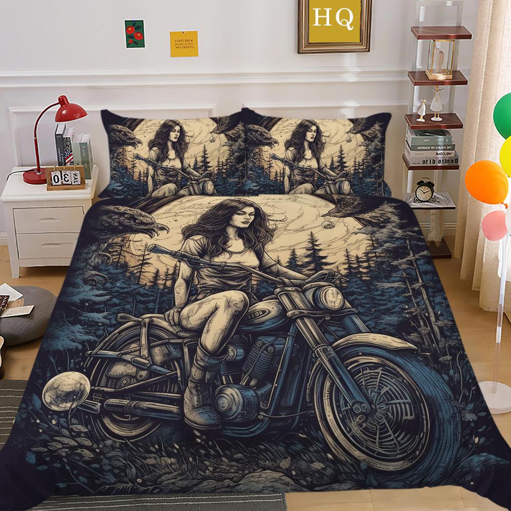 Beauty Skull Printed Comforter Cover Set Twin Size Polyester Home Bedclothes Highend Soft Duvet Cover Set