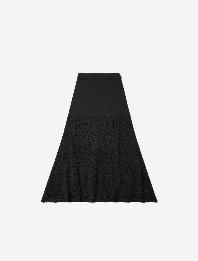 Flatwave In Seoul Ella Knit Crochet Long Skirt Black