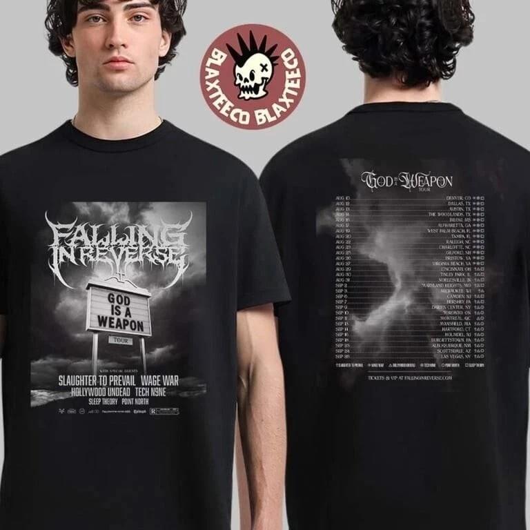 Falling In Reverse God Is A Weapon Тур 2025 США Канада Размер S-2XL Унисекс Футболка M