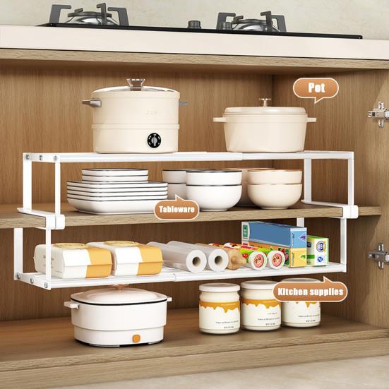 Telescopic Shoe Rack Adjustable Cabinet Storage Hanging Shelf Organizer Multi-Functional No-drill Vertical Shoe Organizer