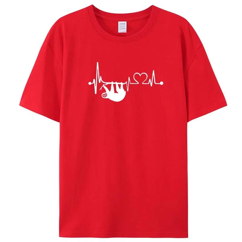 

Высококачественная хлопковая футболка большого размера, мужская модная свободная летняя женская футболка с короткими рукавами, топ с принтом «Ленивец» M