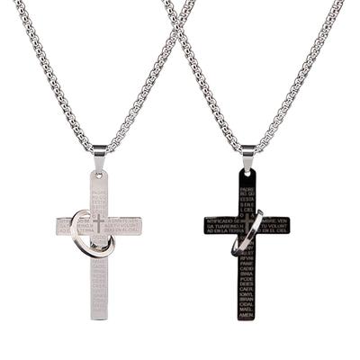 2 pezzi Collana con ciondolo a croce Uomo Acciaio inossidabile Semplice Elegante Collana alla moda per Appuntamenti Festa