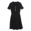 2025 Early Spring French Style Black Slimming Knitted Dress with Round Neck & Short Sleeves
