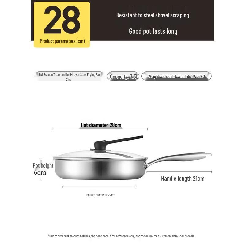 COOKER KING Titanium Coated 304 Stainless Steel Non-stick Frying Pan 28cm