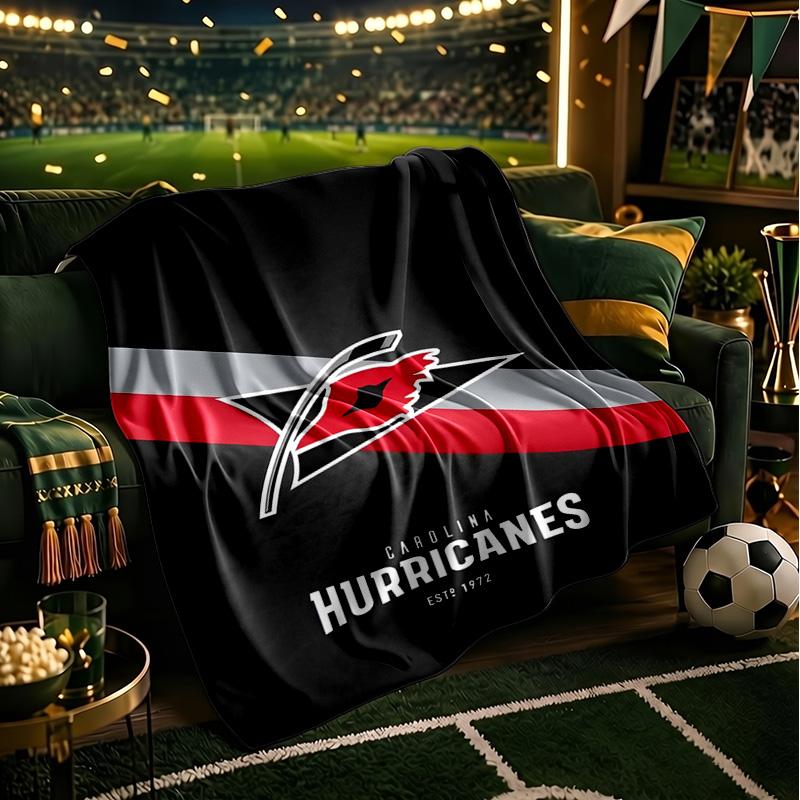 Hurricanes Team Spirit Throws Blanket Flannel Blankets Plush for Couch Bed Gifts for Men Women Travel picnic blanket Christmas fan gifts