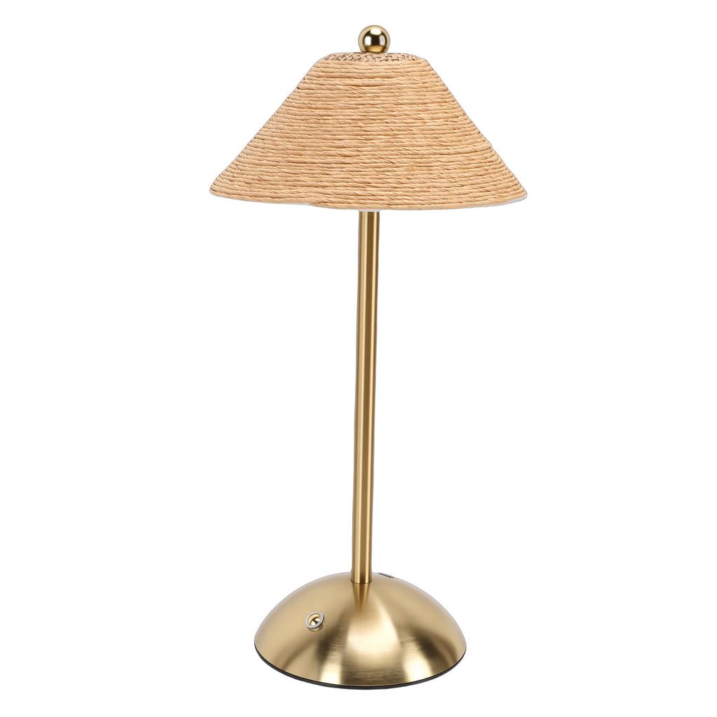 Table Lamp 3 Colors Cordless Handwoven Paper Rope Lampshade Bedside Table Lamp for Bedroom