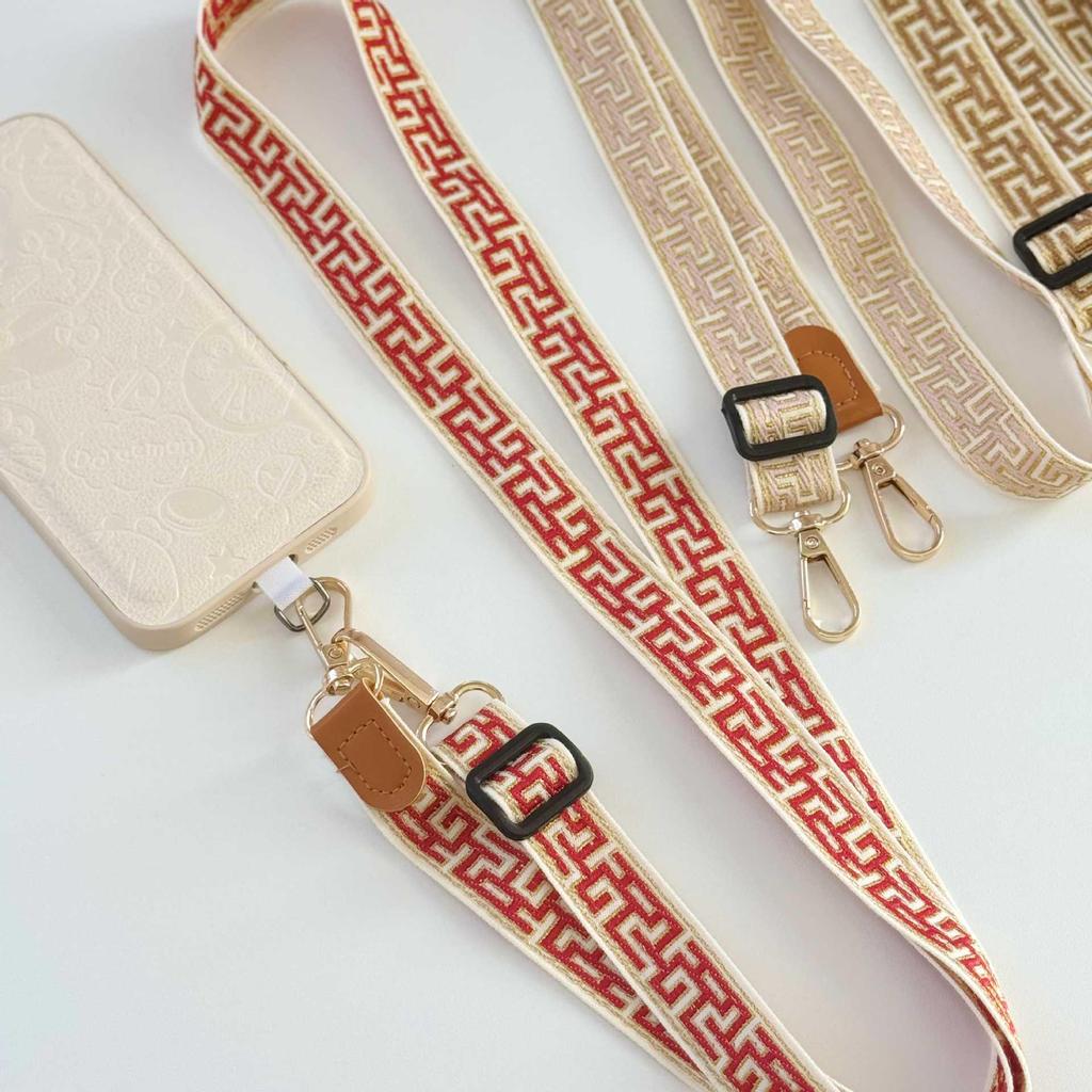 Chinese Gold Embroidery Phone Lanyard: Stylish, Adjustable Crossbody Strap & Anti-Lost Outdoor Shoulder Rope