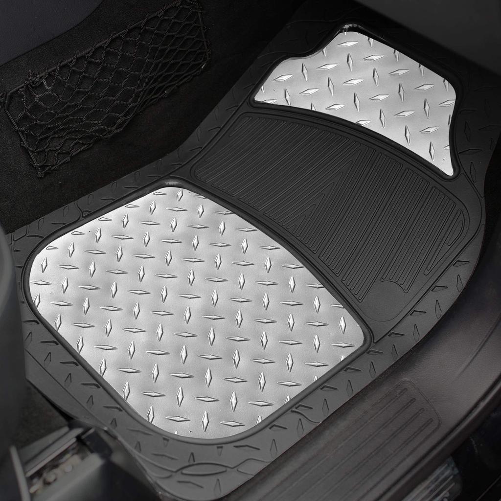 FH Group Group Car Floor Front 71 X Rear 46 X Imported from F11315SILVER (FH International) Mats, Silver, Scissor-Cut Rubber, 37cm-46cm, 32cm-46cm